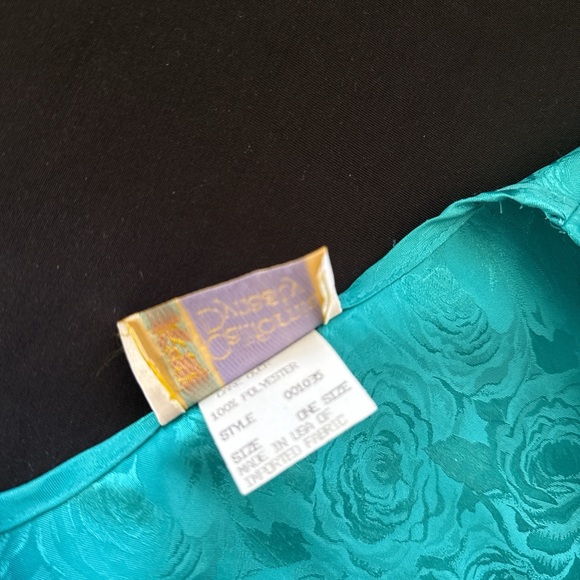 California Dynasty Teal Floral Kimono nightgown one size- vintage - Picture 3 of 4